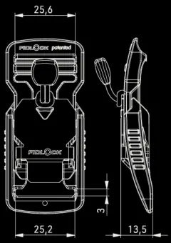 Technical drawing of the Fidlock V-BUCKLE with dimensions